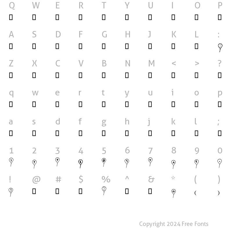 Character Map of B Badkonak Regular