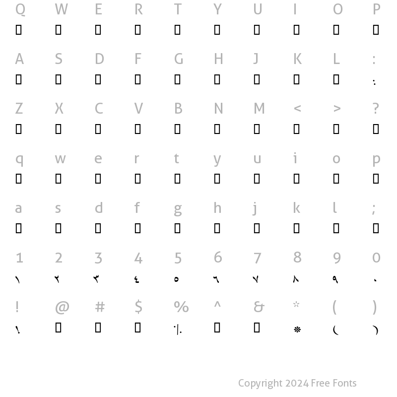 Character Map of B Baran Italic