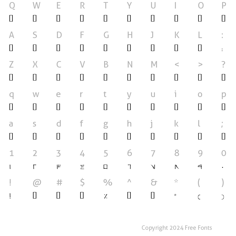 Character Map of B Chini Regular