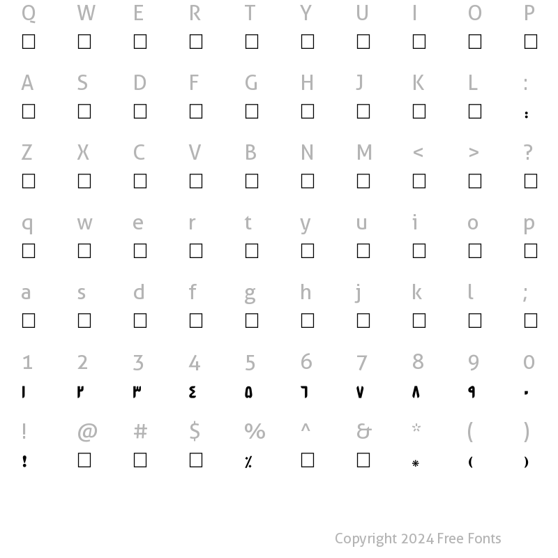 Character Map of B dolat Regular