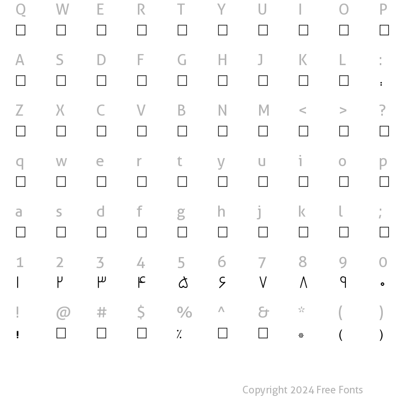 Character Map of B doran Regular