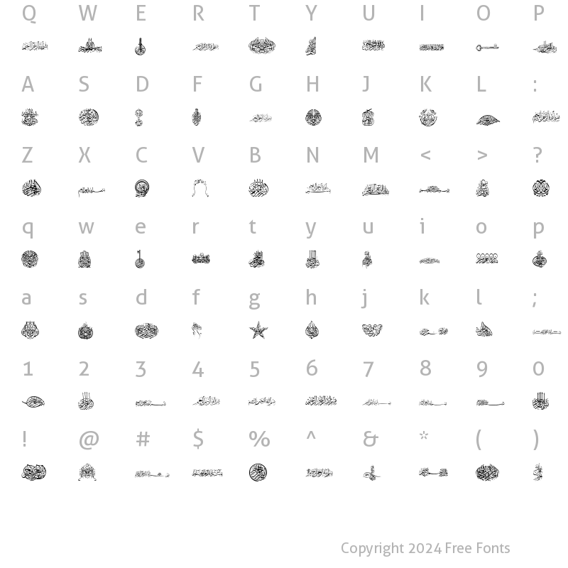 Character Map of B e s m e l l a h 2 Regular