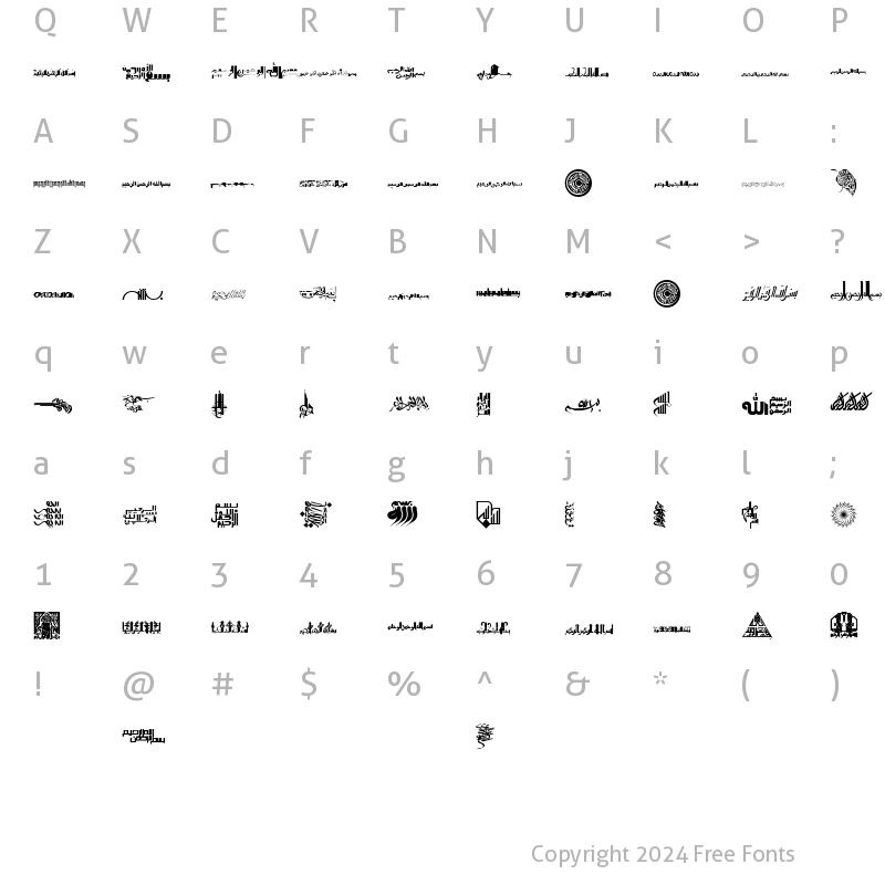 Character Map of B e s m e l l a h 4 Regular