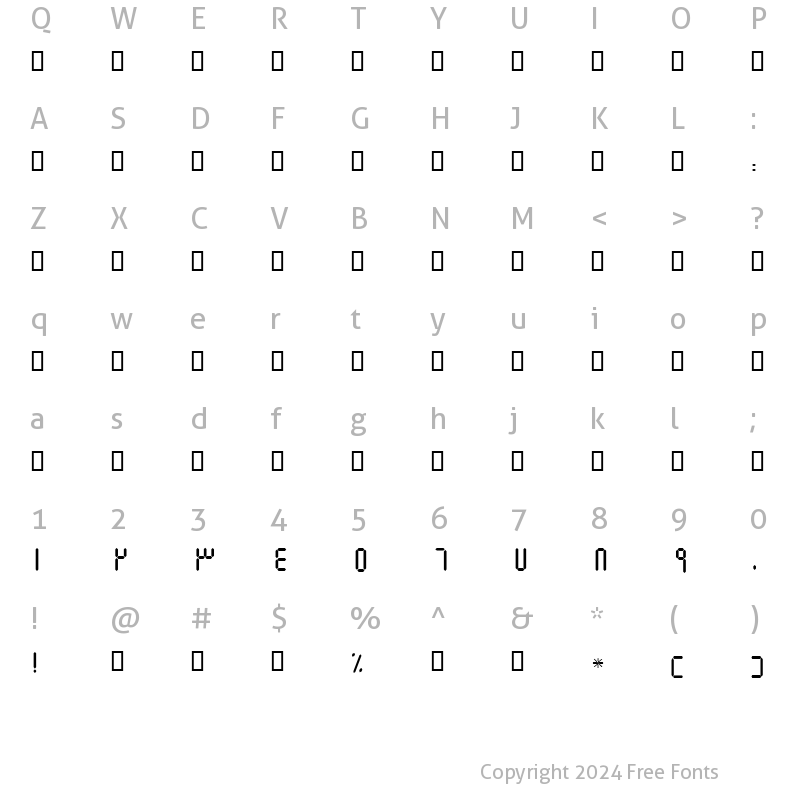 Character Map of B Elm Regular