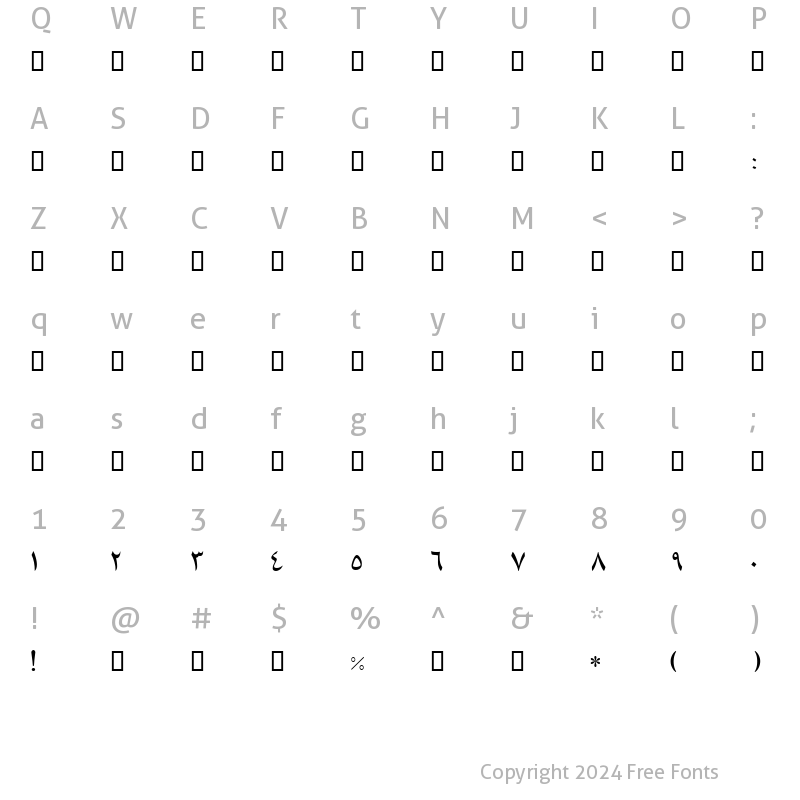 Character Map of B Fantezy Regular