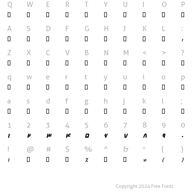 Character Map of B Farnaz Regular