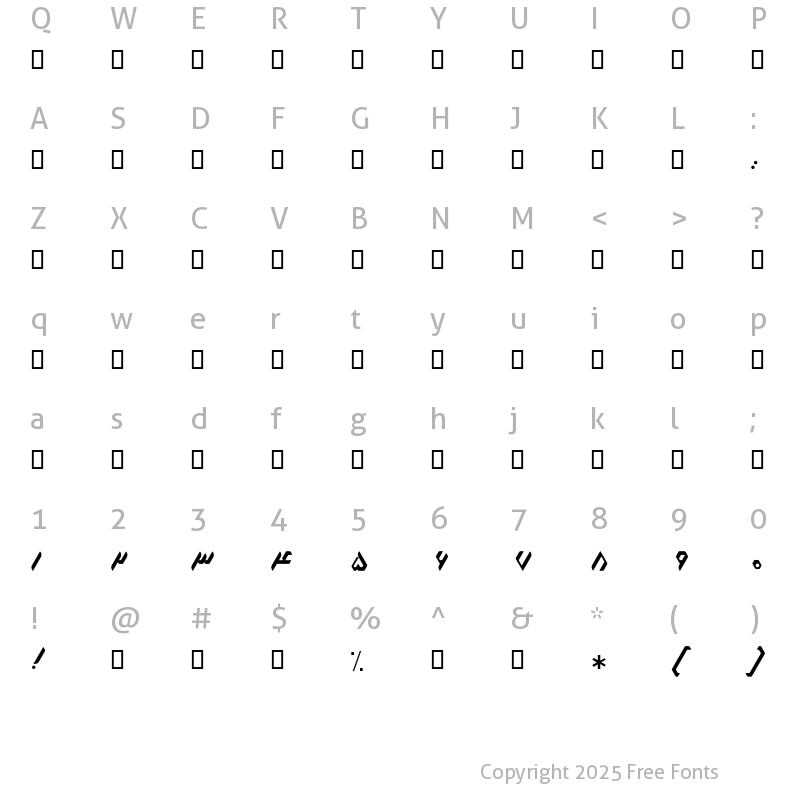 Character Map of B Haftad Regular