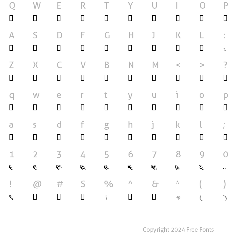 Character Map of B Kaj Regular