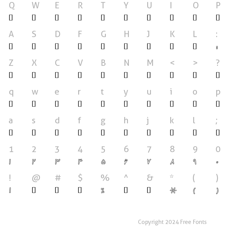 Character Map of B Kamran Outline Regular