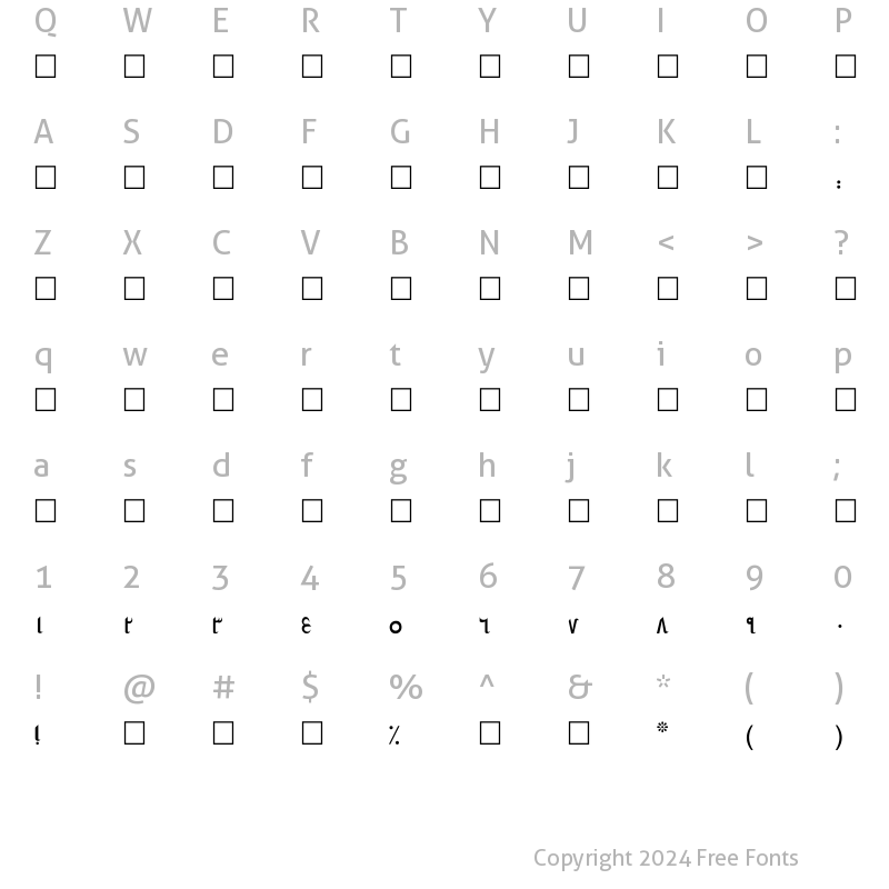 Character Map of B mashgh Regular