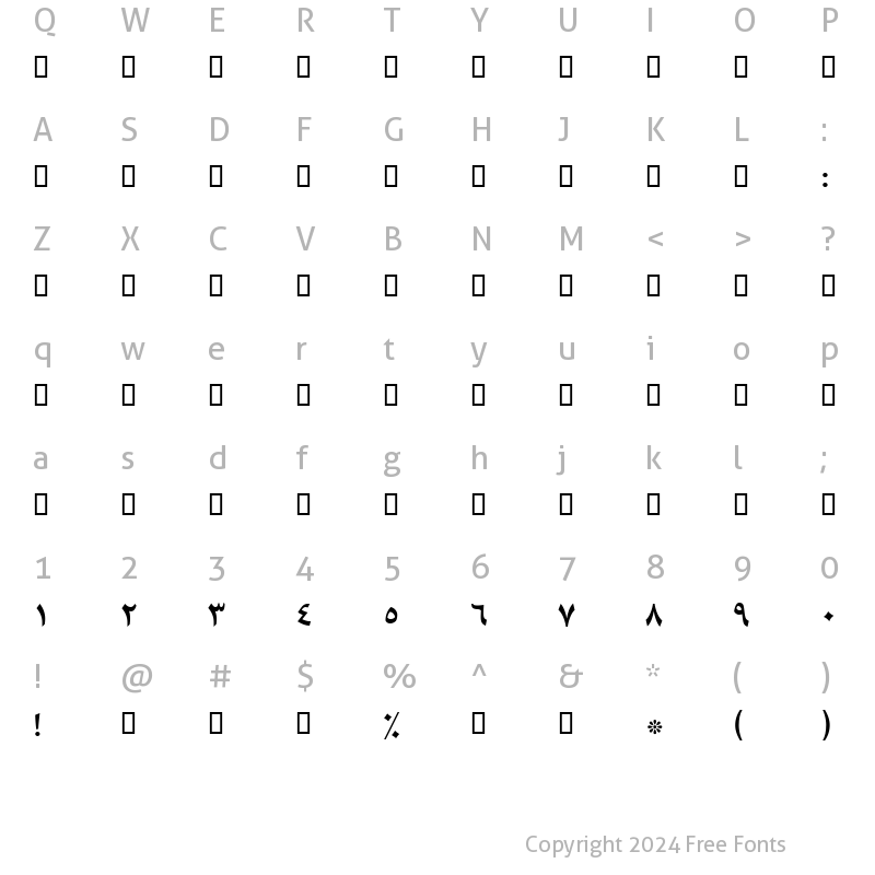 Character Map of B Mitra Bold