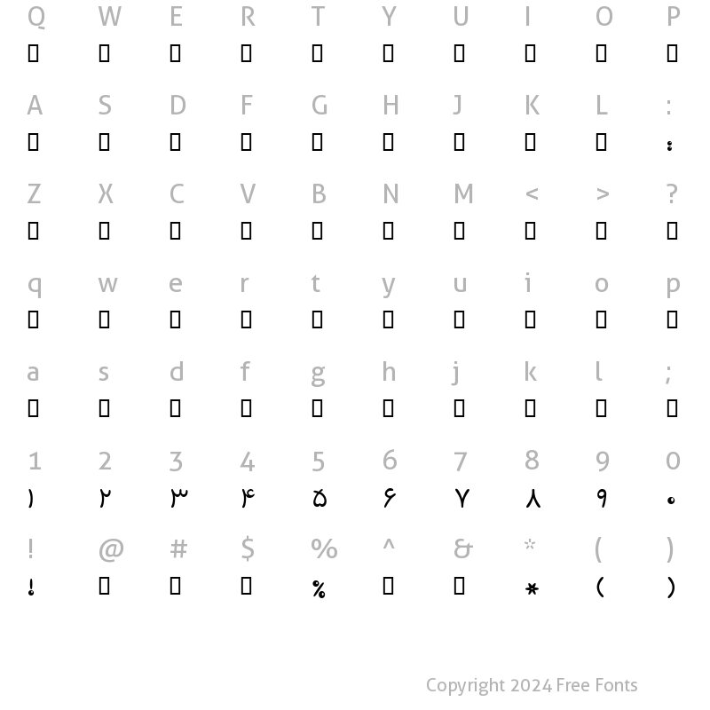 Character Map of B Morvarid Regular