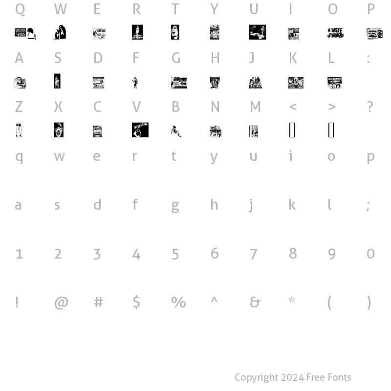 Character Map of B Movie Dings Regular