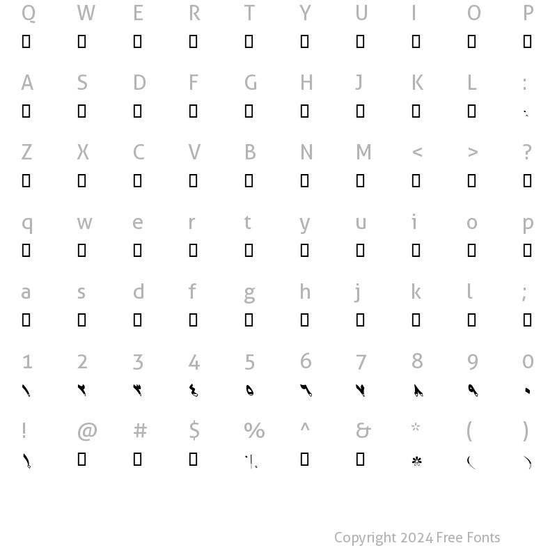 Character Map of B Sahar Regular