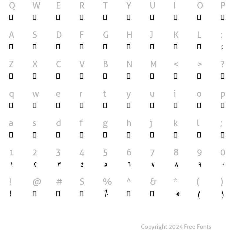 Character Map of B Setareh Bold