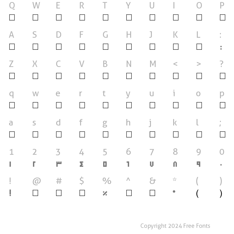 Character Map of B Strip Regular