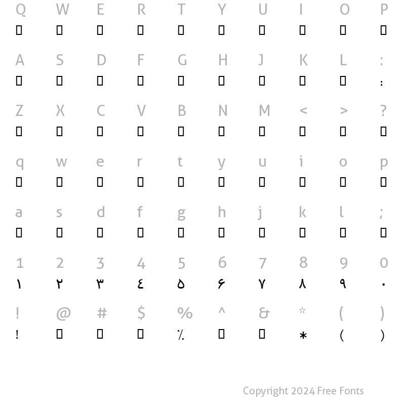 Character Map of B Traffic Regular