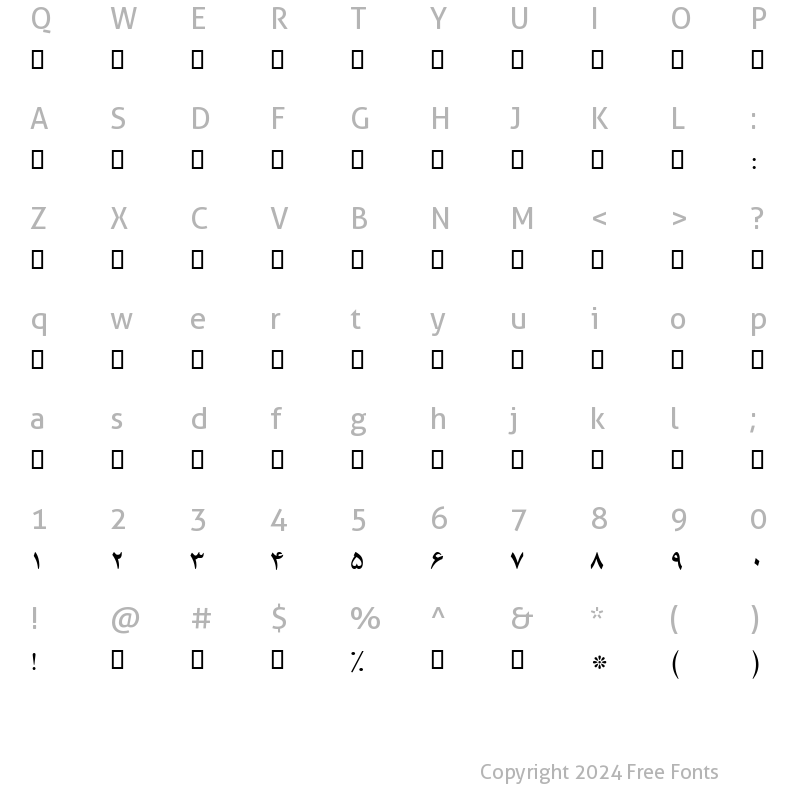 Character Map of B Yagut Bold