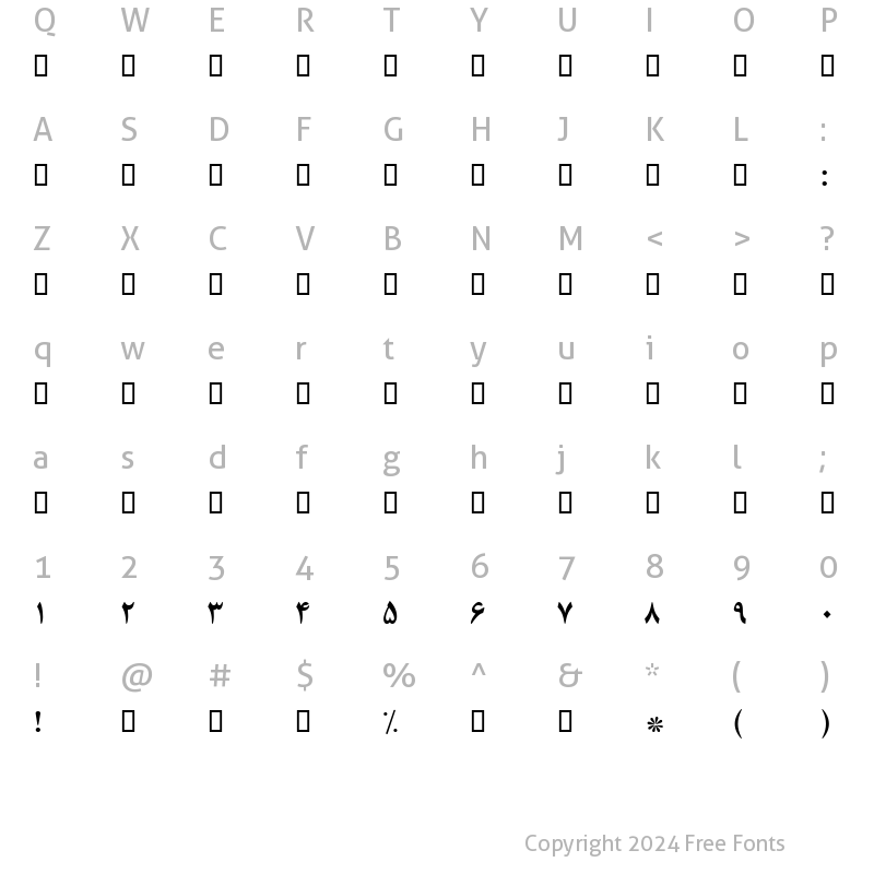 Character Map of B Zar Bold