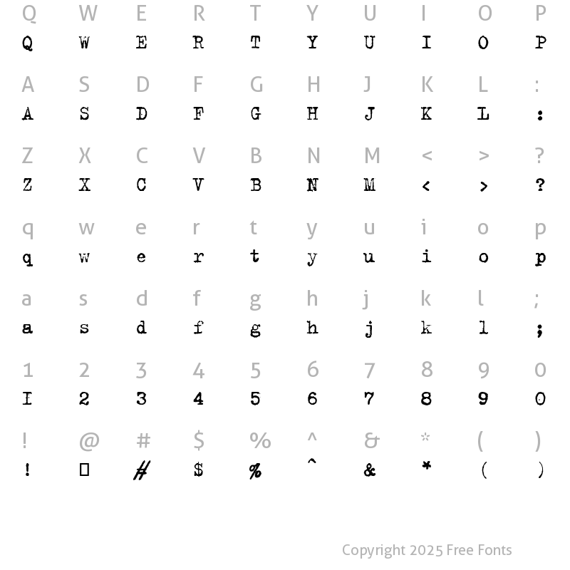 Character Map of B52 Regular