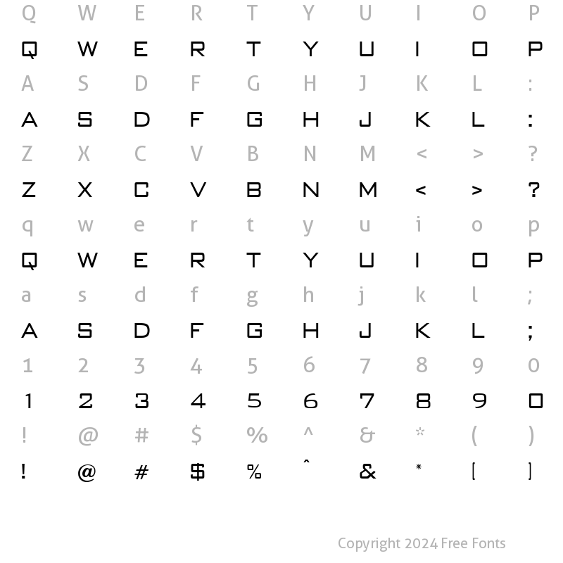 Character Map of B652-Sans Regular