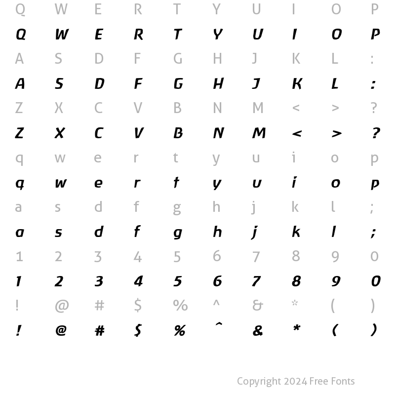 Character Map of Baar Antropos BoldItalic