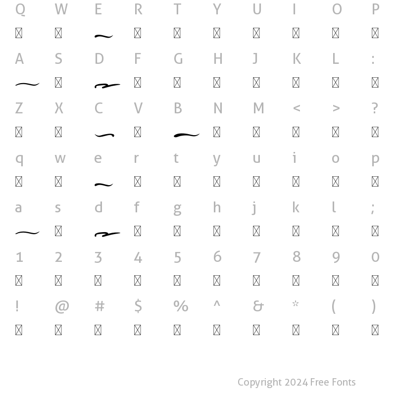 Character Map of Babang Swashes