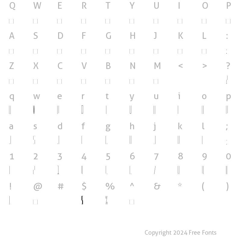 Character Map of BABBIO-BASSO Roman