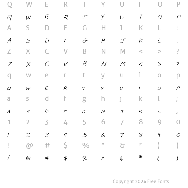 Character Map of BabcocksHand Regular