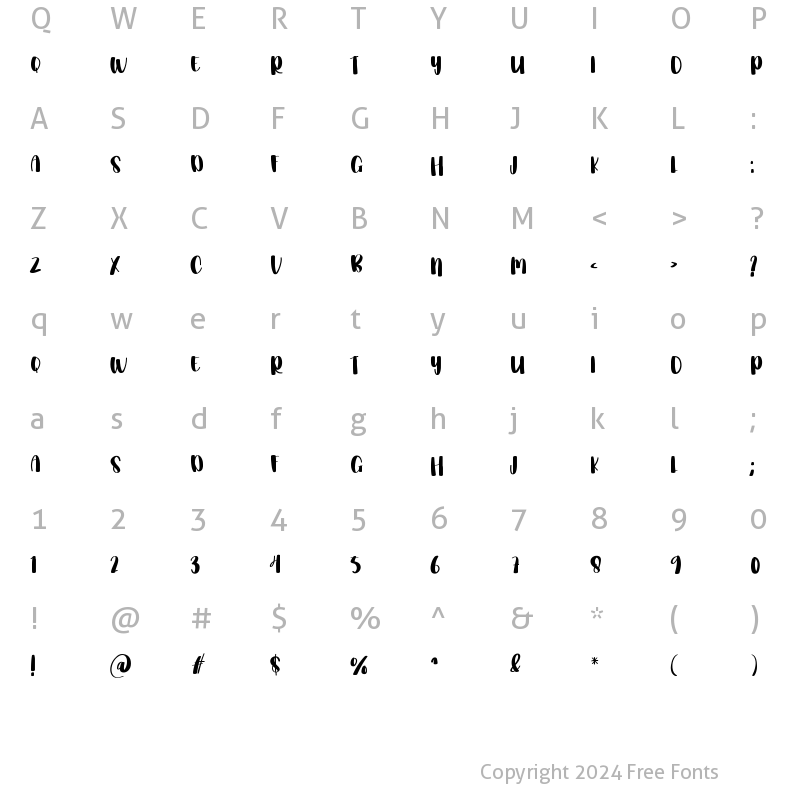 Character Map of Babe Regular