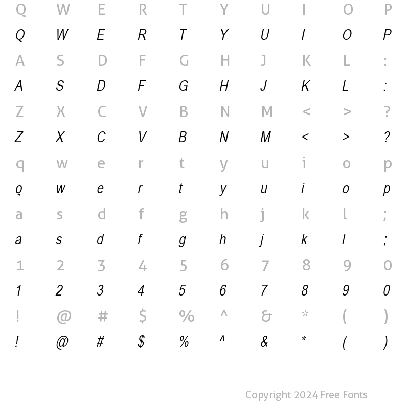 Character Map of BabelSans Medium Italic