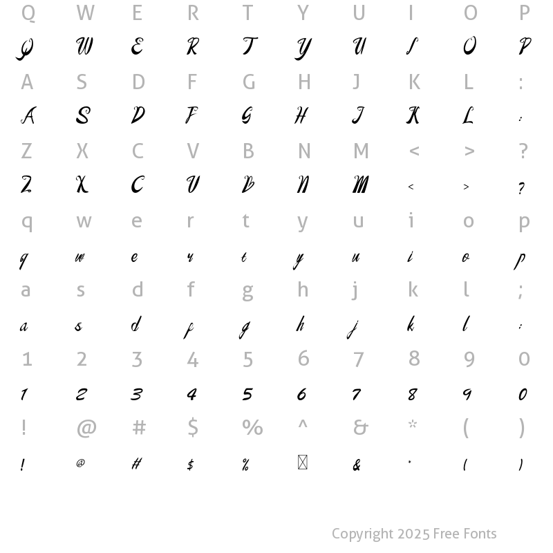 Character Map of Baberly Regular