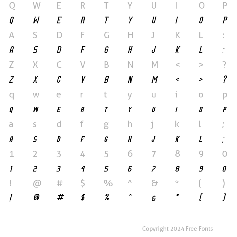 Character Map of Babillon Italic