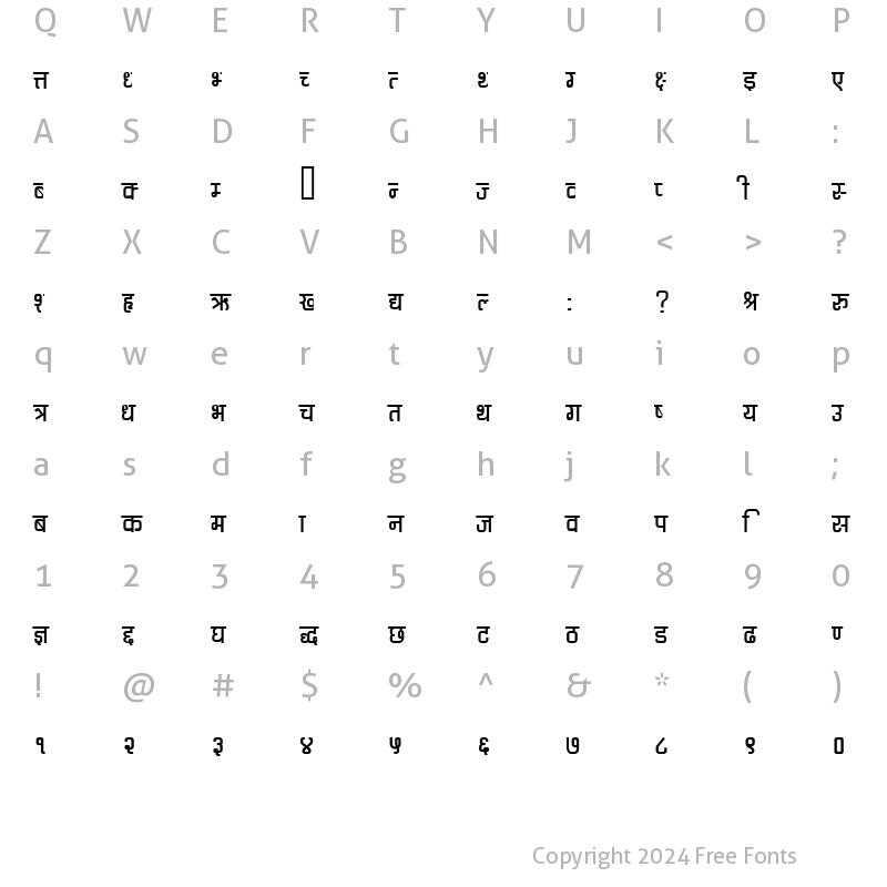 Character Map of Babita Regular