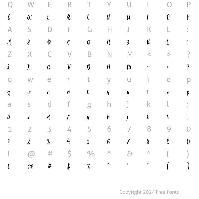 Character Map of Baboon Moa Regular