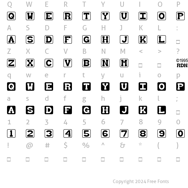 Character Map of Baby Blocks regular