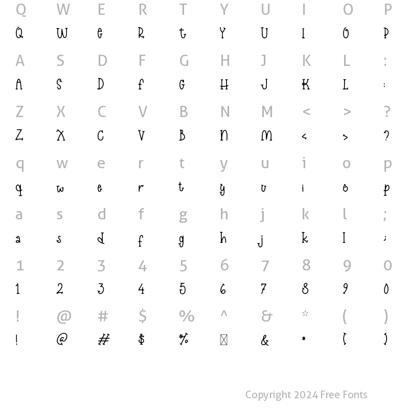 Character Map of Baby Bone Fun Regular