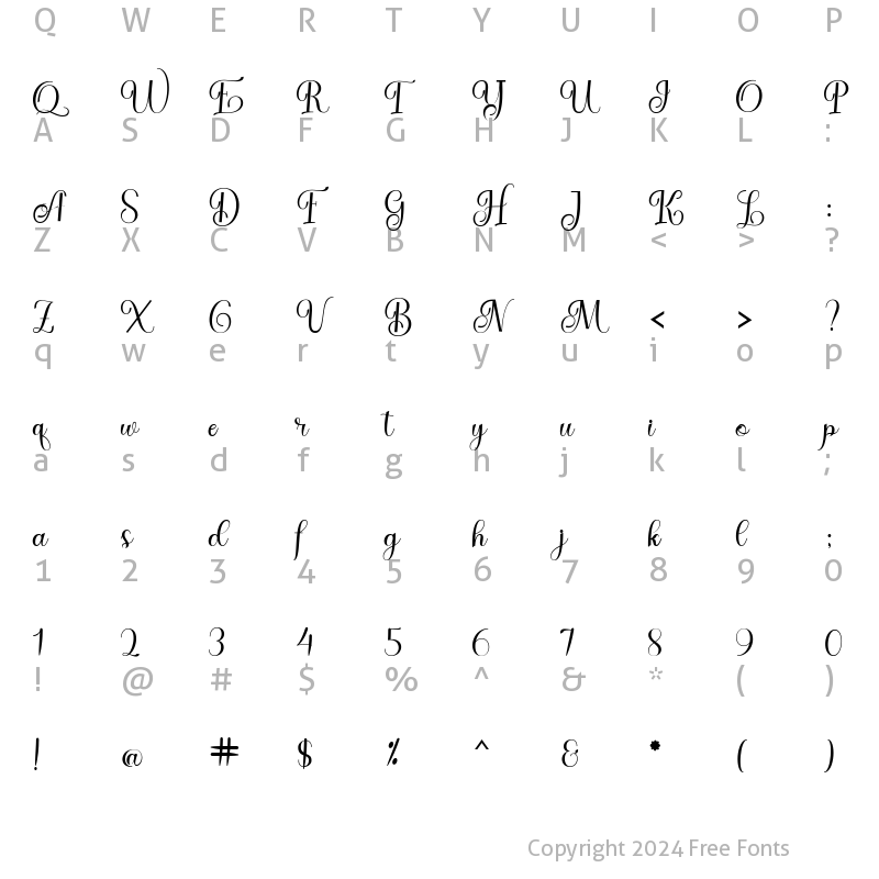 Character Map of Baby Gentha Script Regular