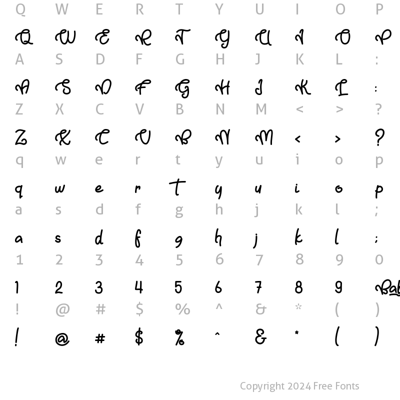 Character Map of Baby Gumbout Regular
