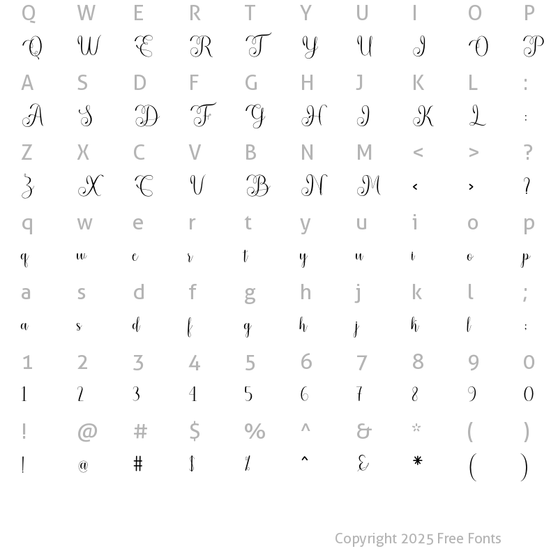 Character Map of Baby Hosthin Regular