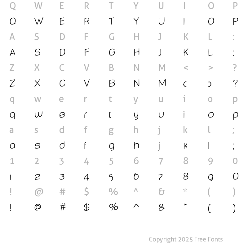 Character Map of Baby MineThinJumping Regular