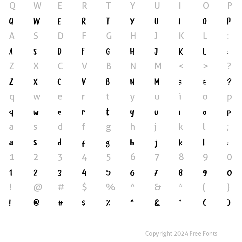 Character Map of Baby Pilot Regular