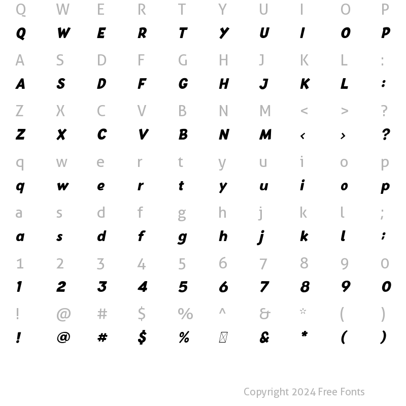 Character Map of Baby School Italic