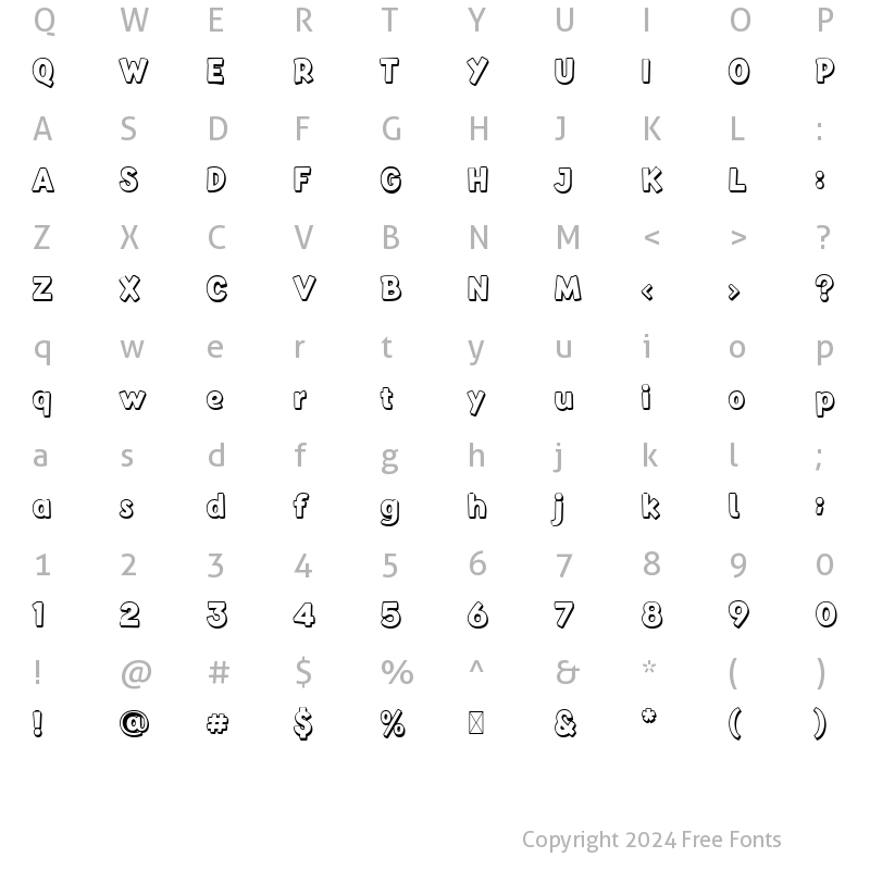 Character Map of Baby School Shadow Regular