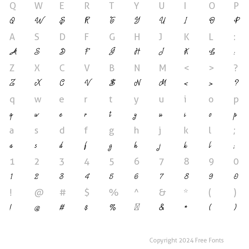 Character Map of Baby Sophia Italic