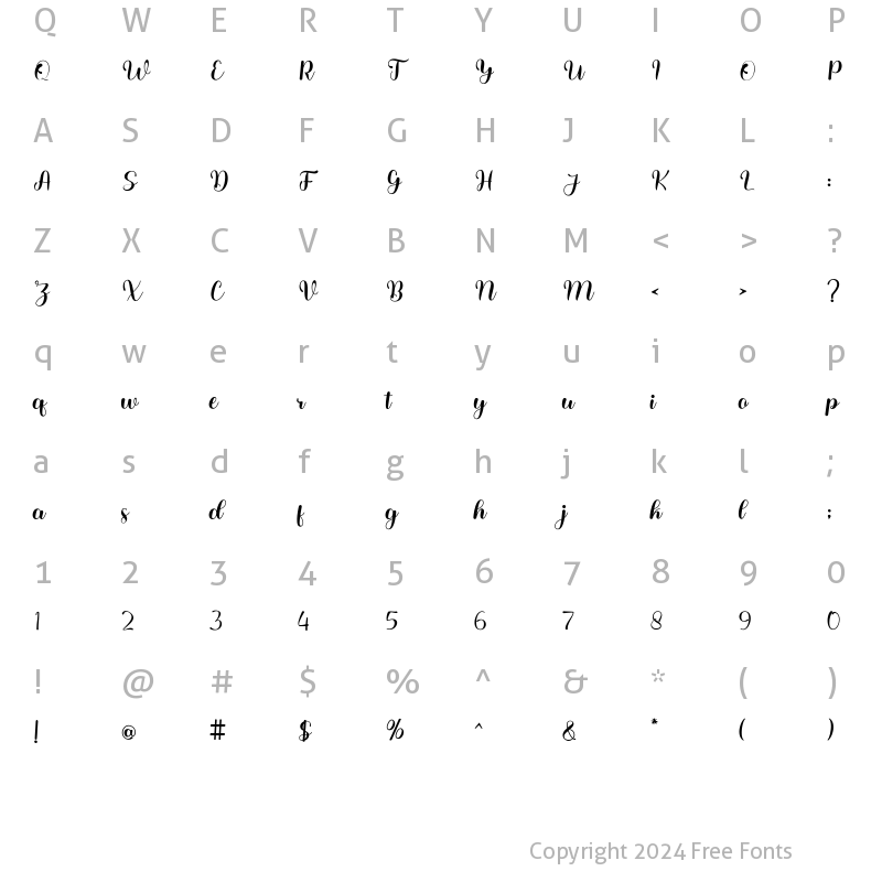 Character Map of Baby Sweet Holiday Regular