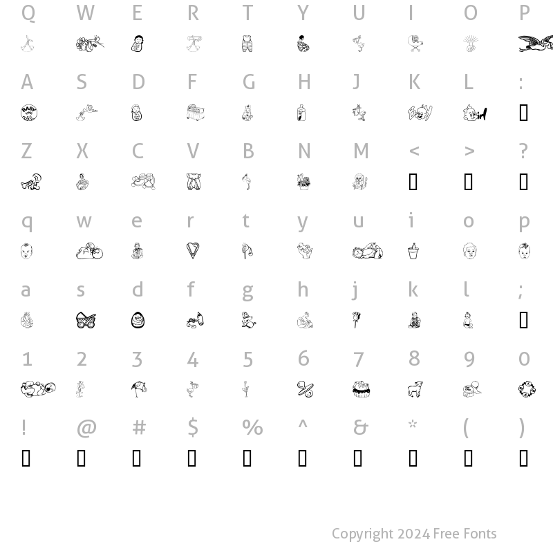 Character Map of Baby Time Regular