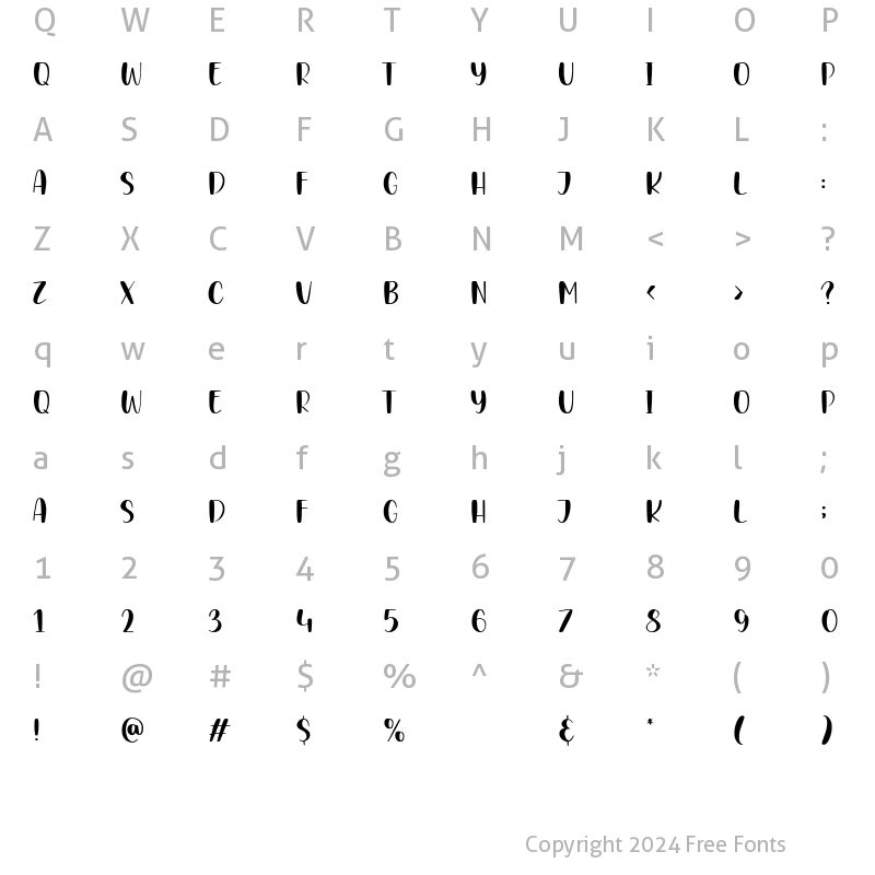 Character Map of BABYCAKES Regular