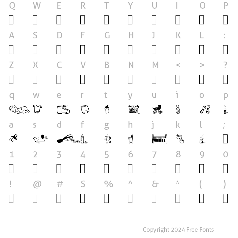 Character Map of Baby's World Regular