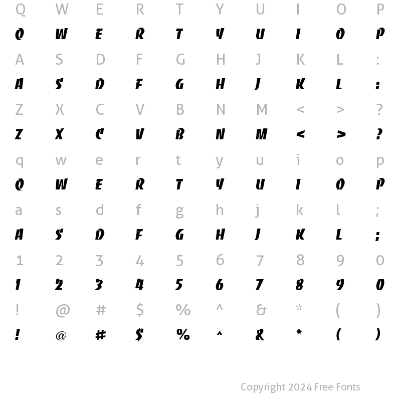 Character Map of Baccarat Regular